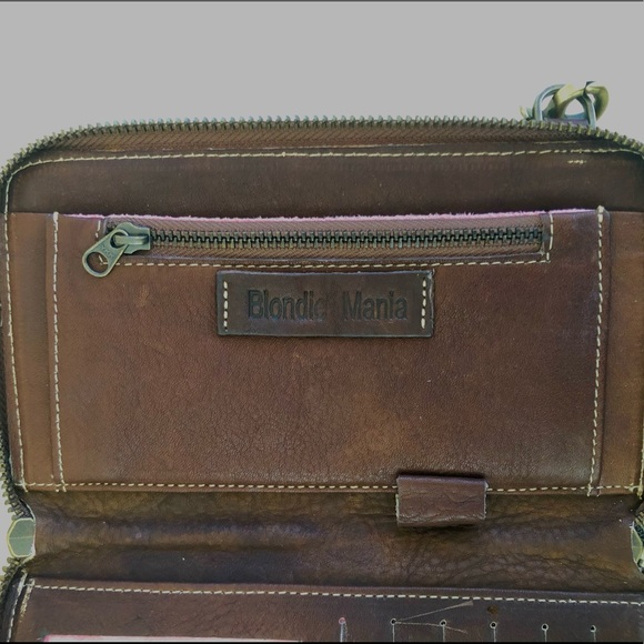 Leather purse / clutch / crossbody bag. Brown. - Picture 7 of 15